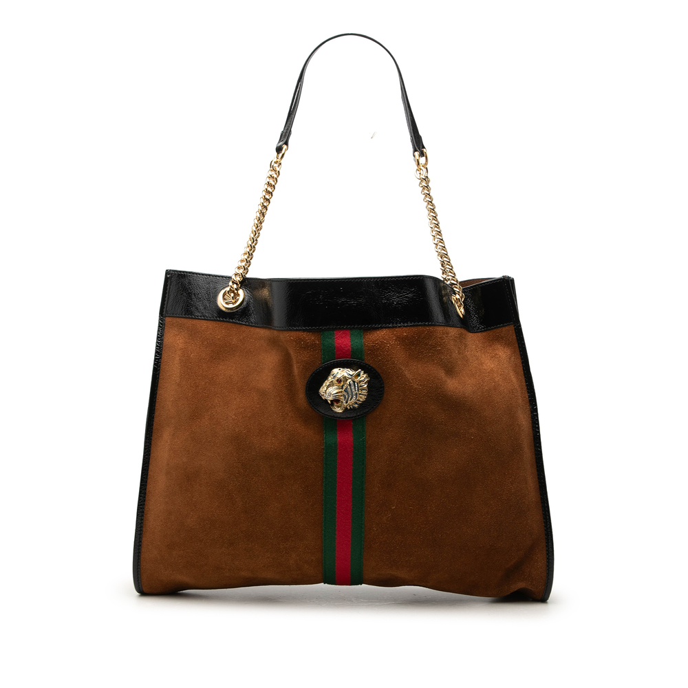 Pre-Loved Gucci Large Suede Web Rajah Tote